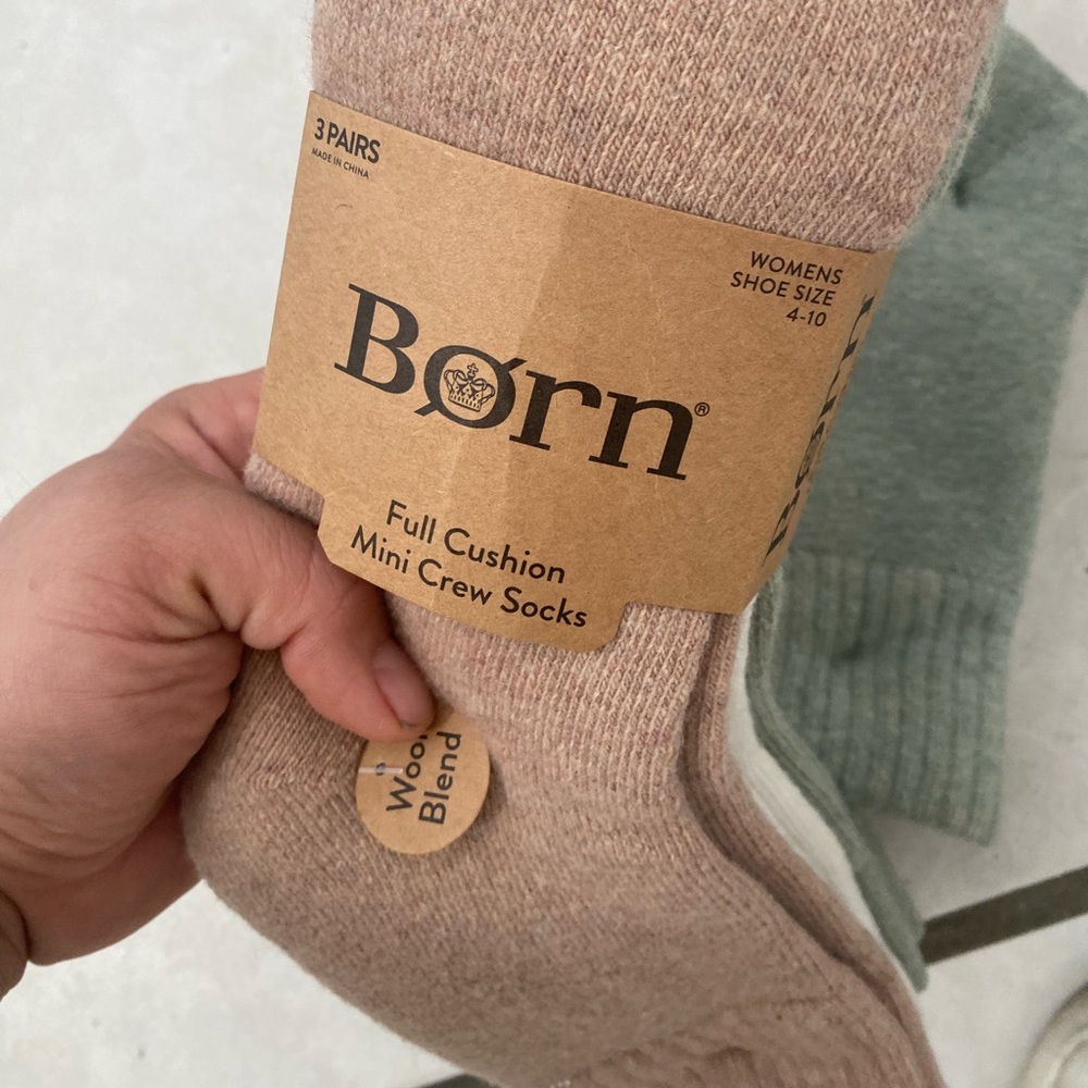 6 Pairs of Born Full Cushion Mini Crew Socks in a wool blend - Picture 5 of 5